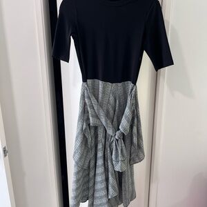 Elegant Black and Gray Plaid Women's Dress